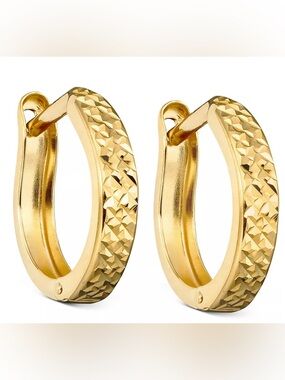 10k Textured Rose Gold Huggie Hoops - Women Jewelry